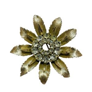 Rhinestone Vintage Brilliant Floral Brooch Pin
